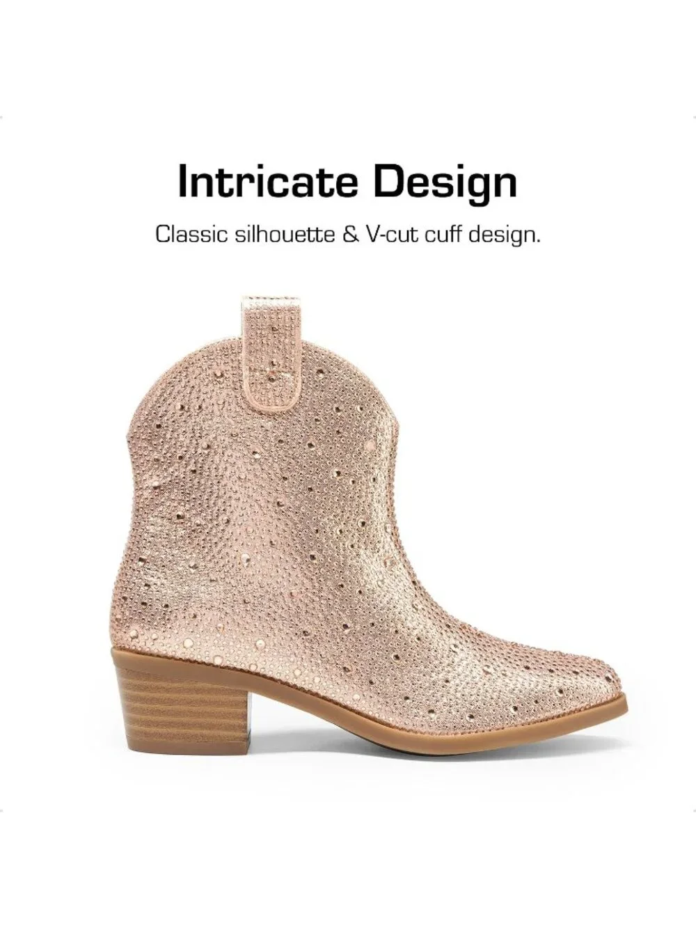 Women's Gold Rhinestone Halloween Size Zipper Non-Slip Cowgirl Sparkle Boots